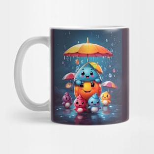 Rainy Day Friends: Cute Creatures with Umbrellas Mug
